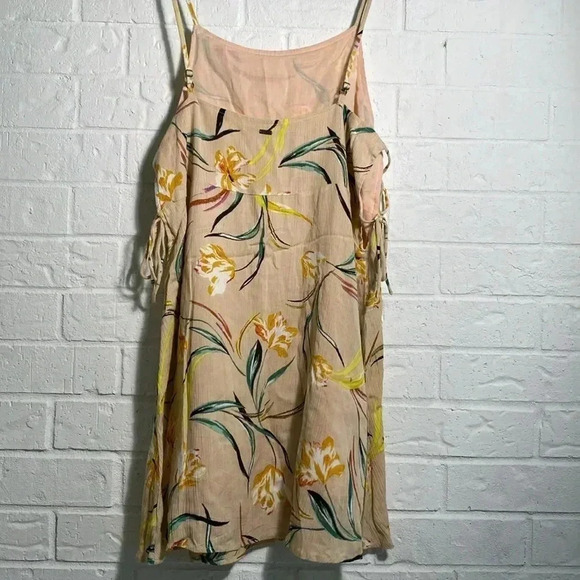 O’Neill Floral Dress Size Small Peach Green Cutout Side Tie Mini Texture - Picture 5 of 9